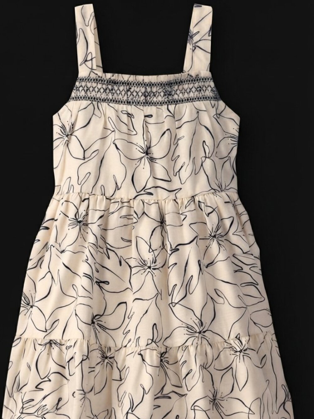 Carter's Toddler Girls Floral Tiered Dress Size 3T Cream Black Sleeveless Summer